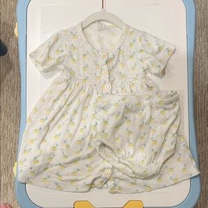 Kate Quinn Tiny Lemons Print Organic Cotton Dress and Bloomers